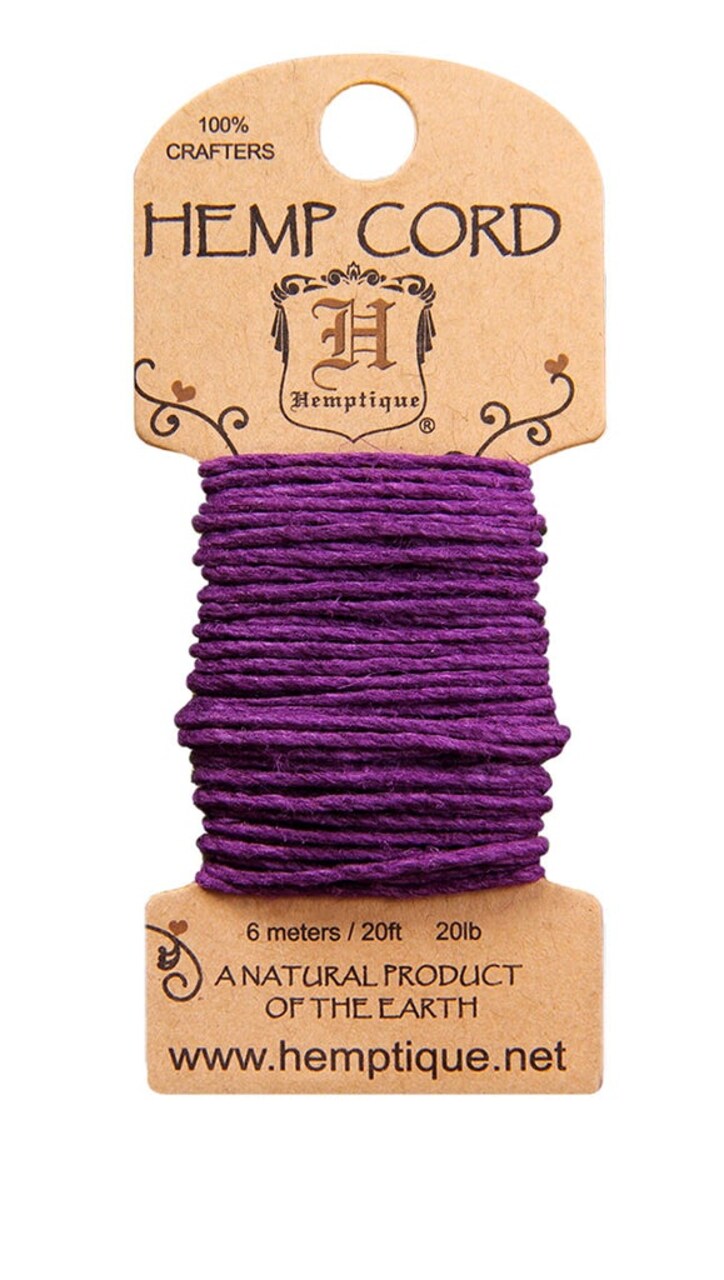 Hemptique 1mm Hemp Cord Mini Cards Eco Friendly Sustainable Naturally Grown Jewelry Bracelet Making Paper Crafting Scrapbooking Bookbinding Mixed Media Crocheting Macrame Seasonal Holiday Gift Wrapping Outdoor Gardening